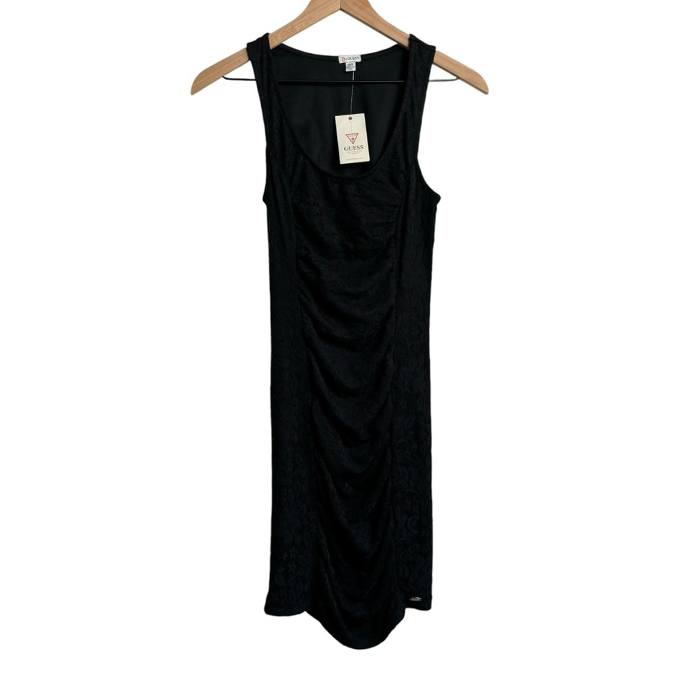 Guess Racer Back Ruched Black Sleeveless‎ Dress Size XS New Whimsigoth Lace over